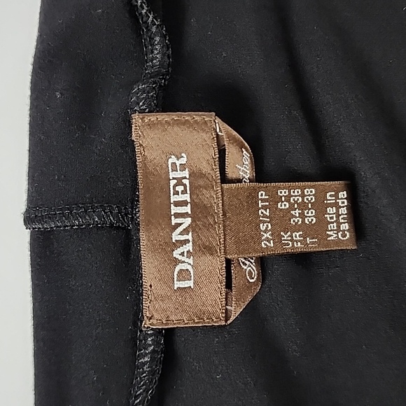 Danier Women's Black Italian Leather Jersey Wrap Waterfall Cardigan Size 2XS - Picture 7 of 12